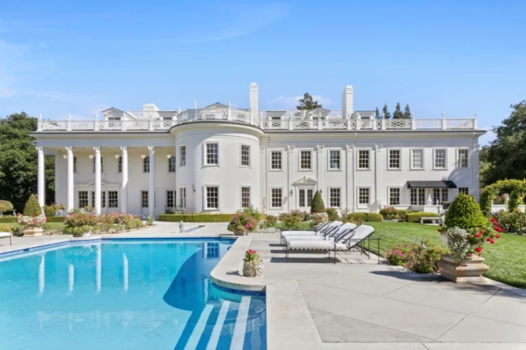 white house with pool